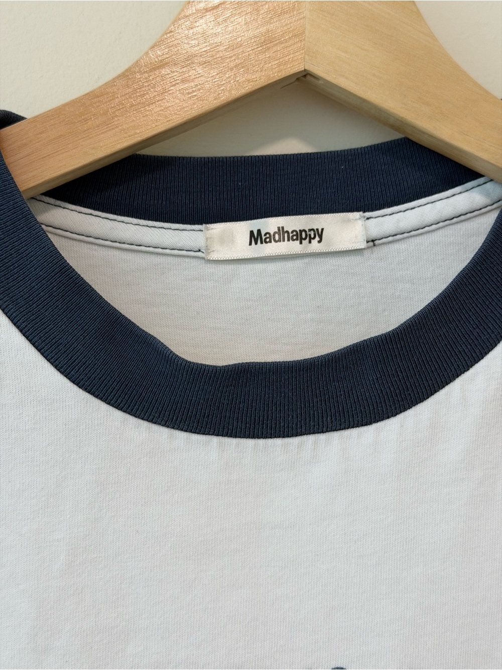 Rare Vintage Madhappy White Ringer Tee with Navy Graphics Size Medium - Picture 3 of 5